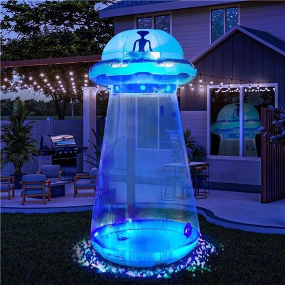 Joyfy 9 ft Halloween Inflatable UFO Alien Decoration with Built-in LEDs,UFO - Picture 1 of 7